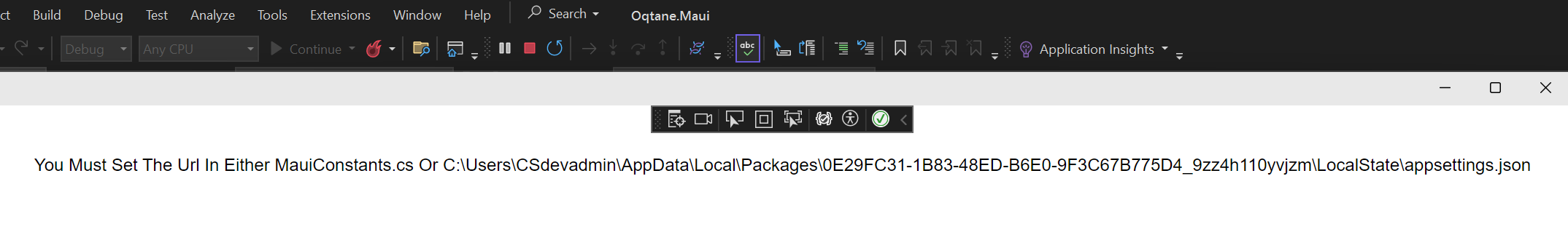 Oqtane.Maui Set MauiConstants.cs Url