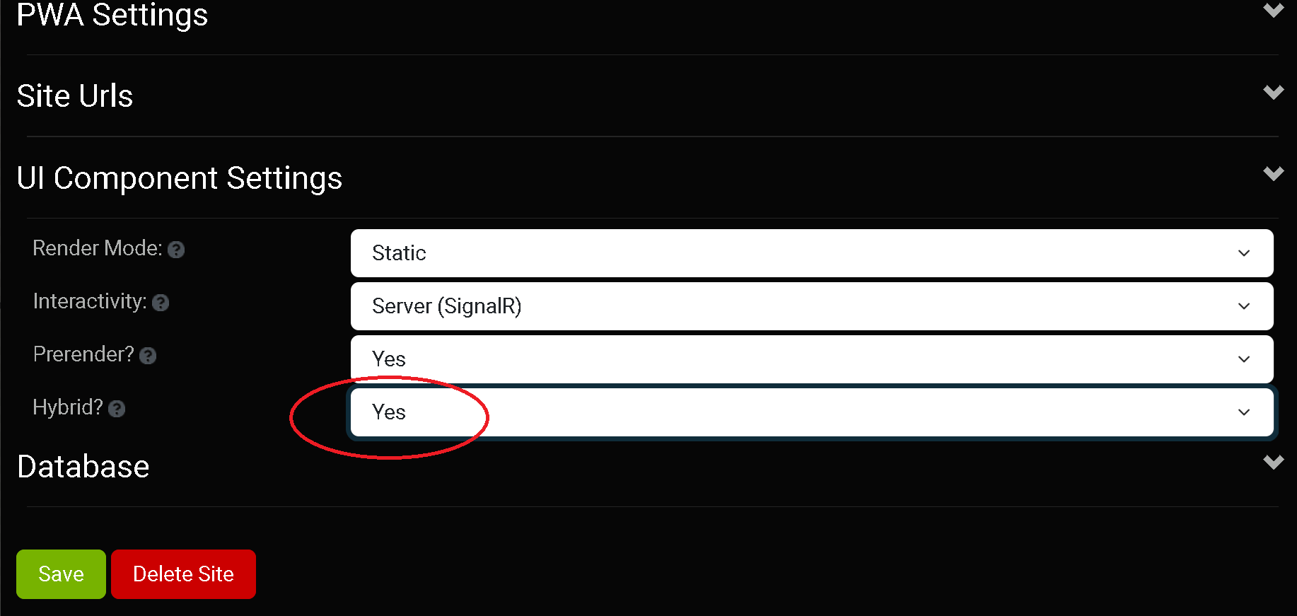 Oqtane Site Settings