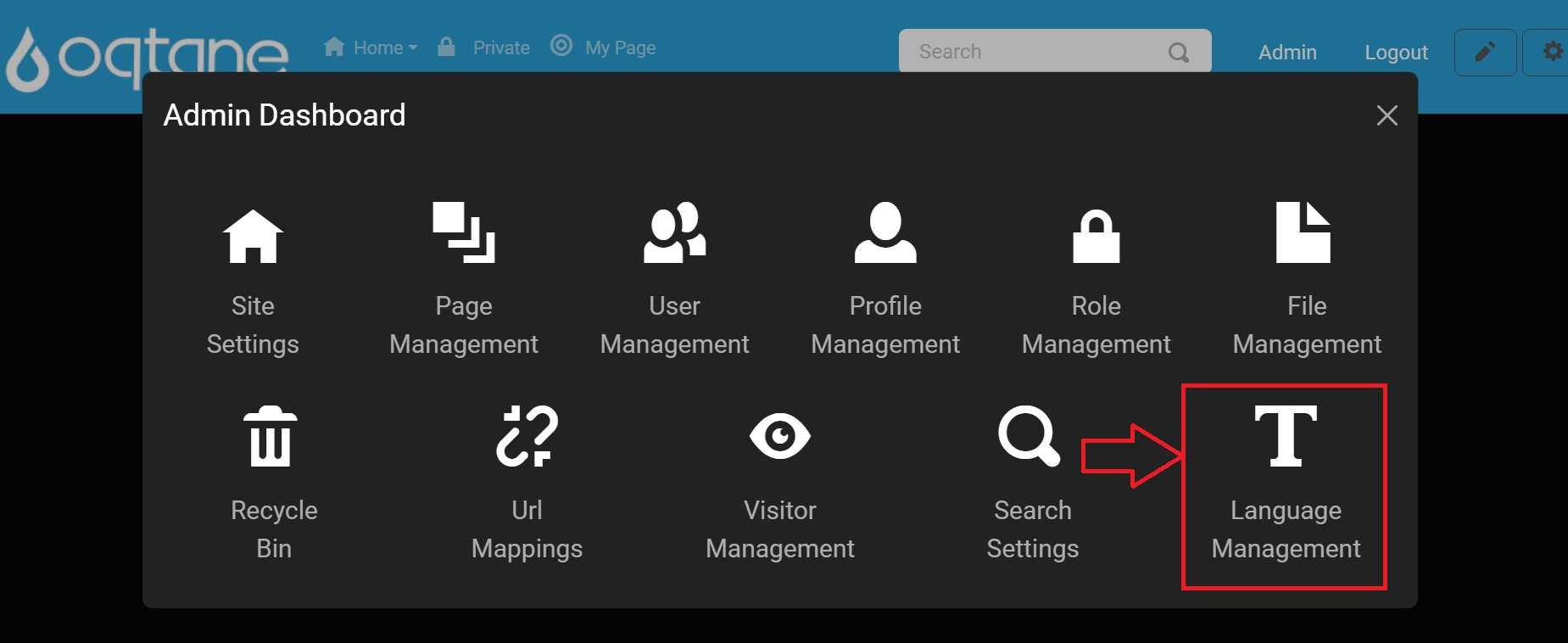 Admin Dashboard Language Management