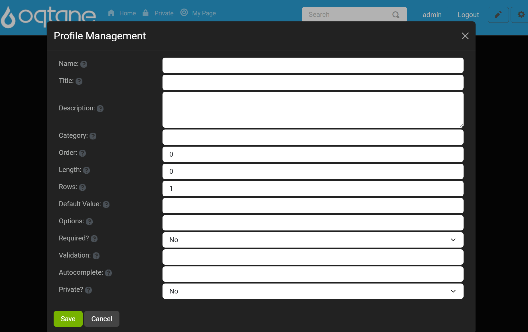 Profile Management Add Settings Window