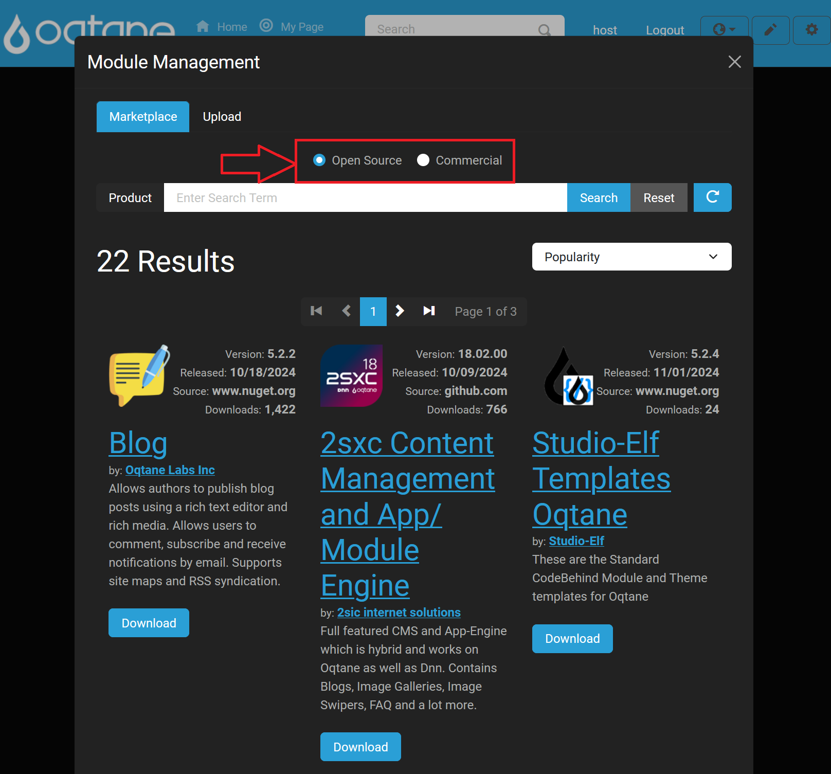 Module Management Install Marketplace Open Source or Commercial Modules