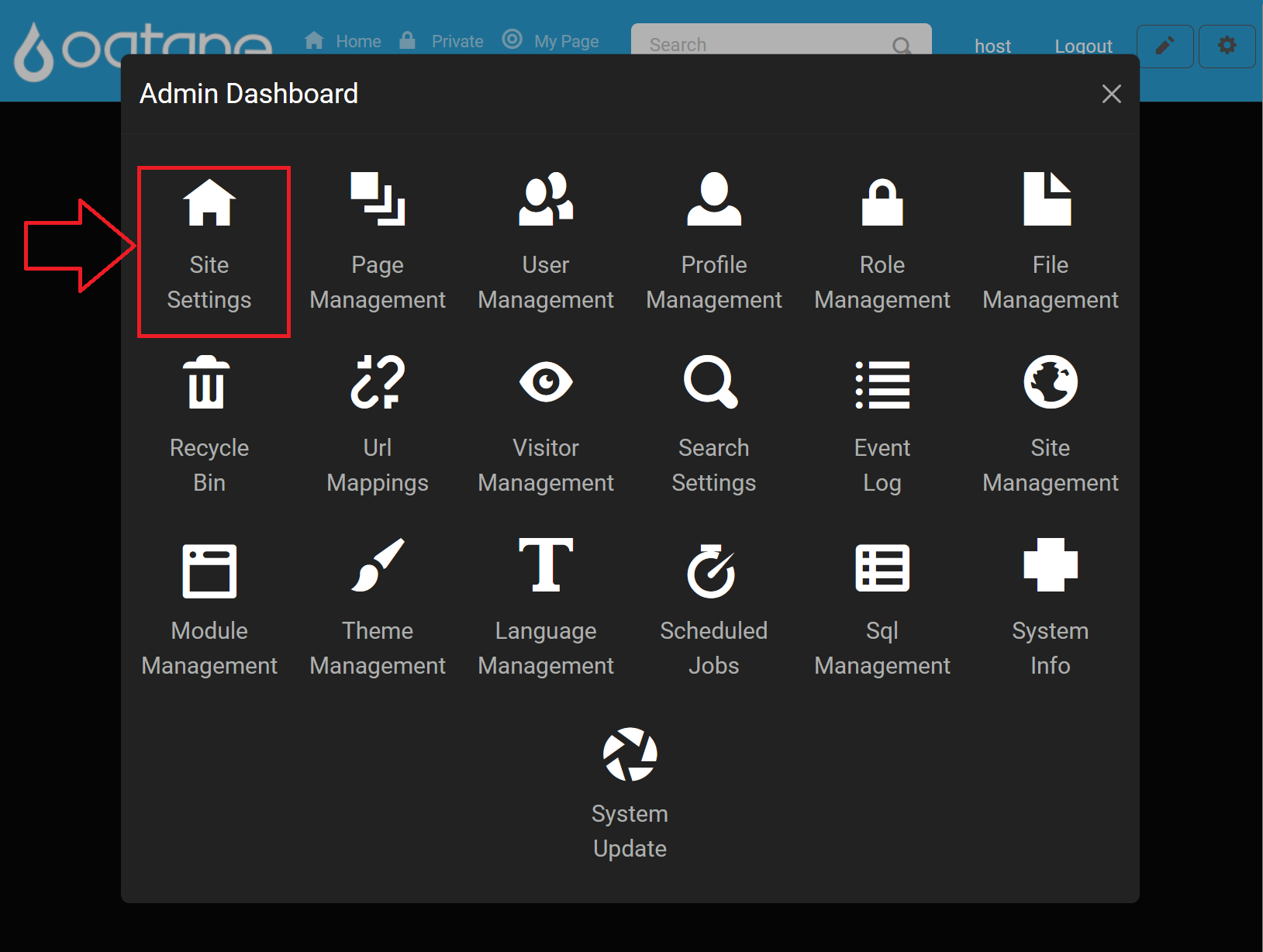 Admin Dashboard Site Settings