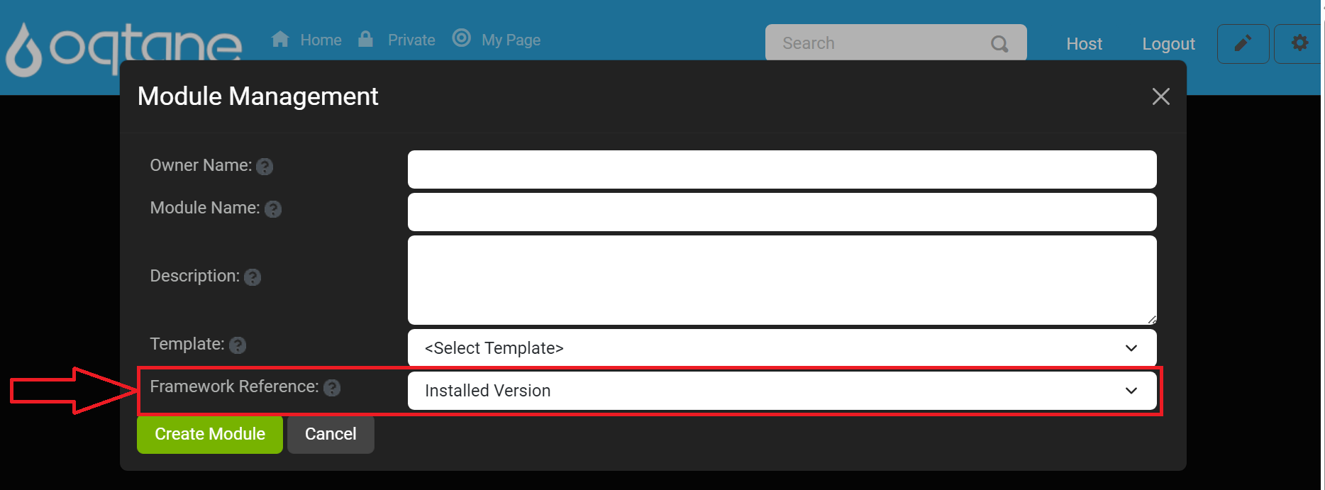 Module Management Create Module Setting Framework Reference