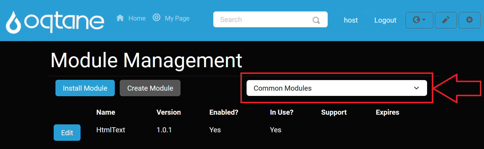 Module Management Modules Category Filter