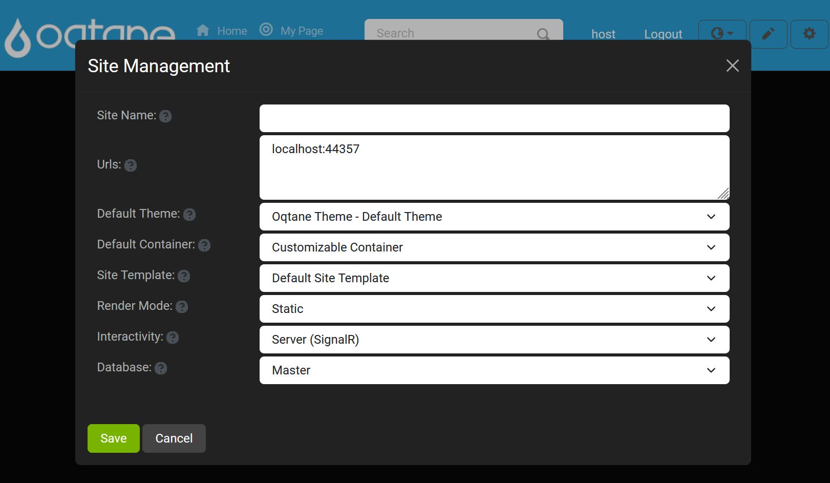 Site Management Add Site