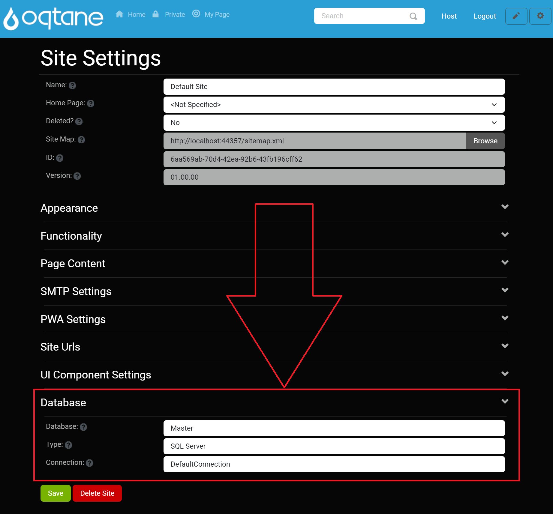 Database Settings