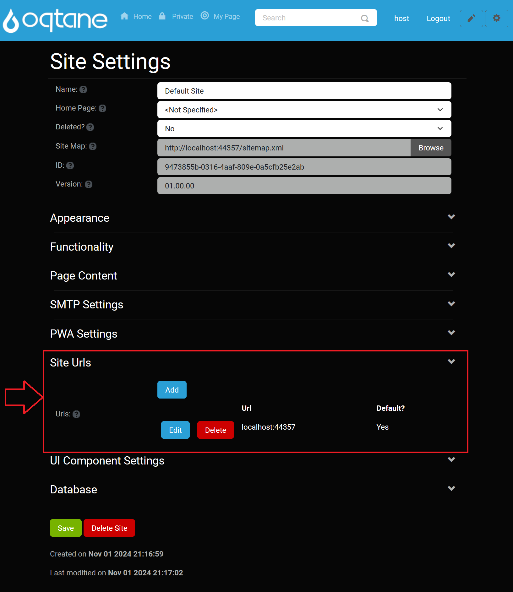 Site URLs