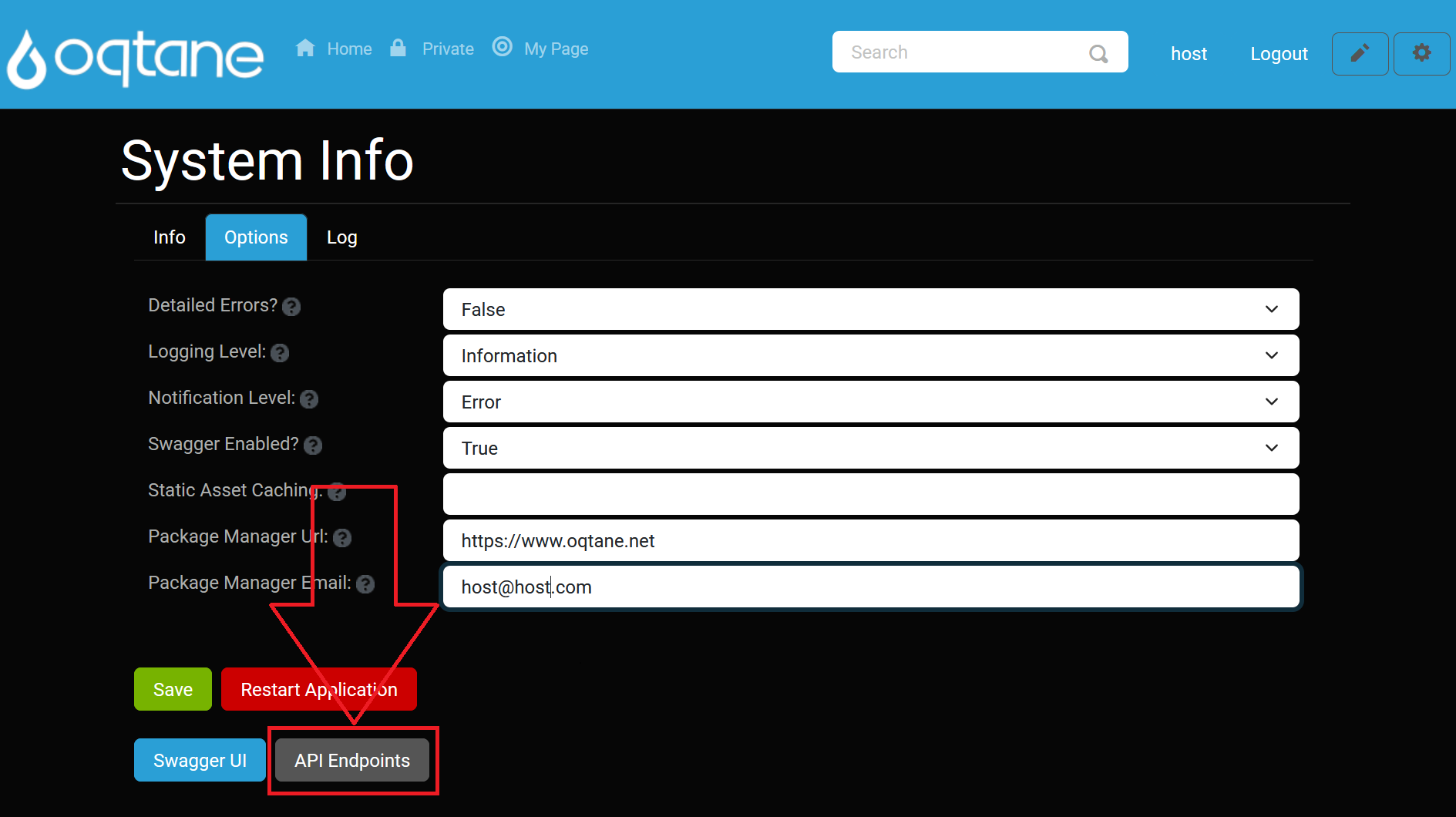 API Endpoints Button